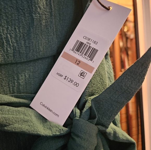 CALVIN KLEIN SLEEVELESS WIDE LEGS CROP JUMPSUIT SIZE 12 IN GREEN women's NWT - Picture 7 of 7